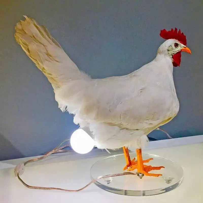Ceramic white chicken night light ornament bedroom accent light