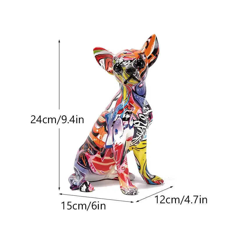 Graffiti pop art chihuahua dog sculpture living room decor
