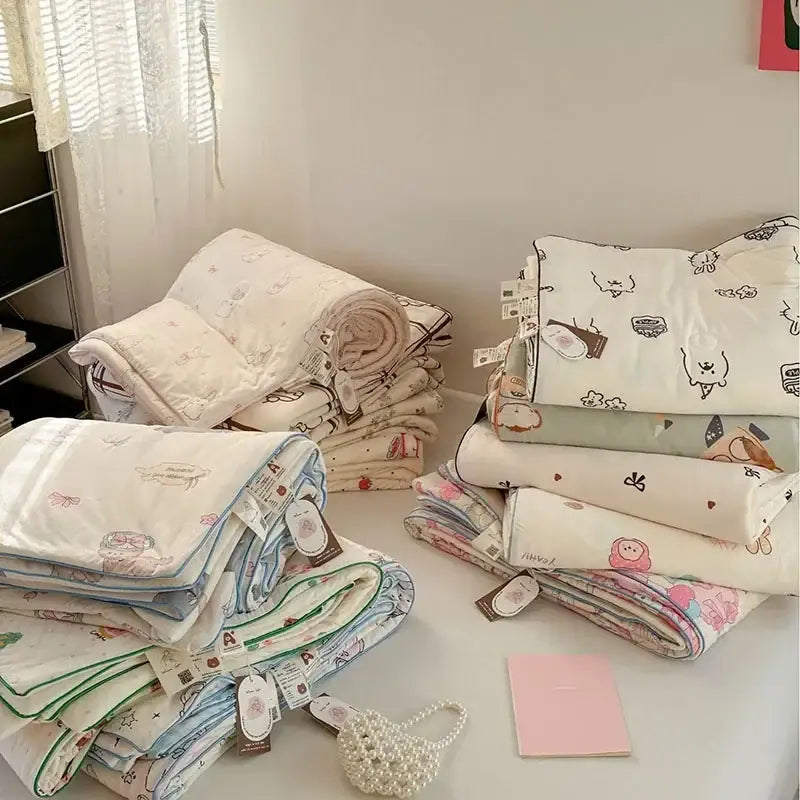 Pastel decorbites children cartoon summer cooling quilt bedroom blanket