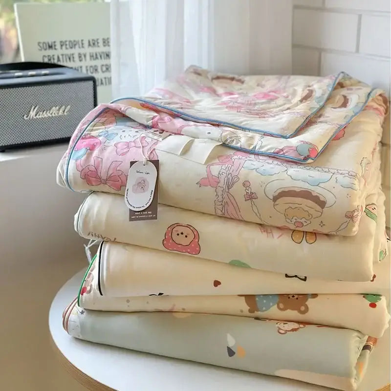 Pastel decorbites children cartoon summer cooling quilt bedroom blanket