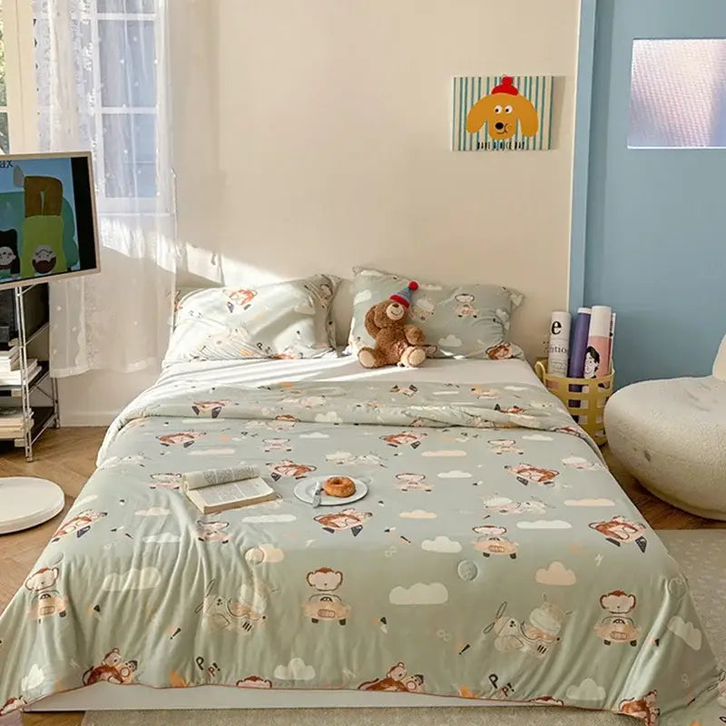 Pastel decorbites children cartoon summer cooling quilt bedroom blanket