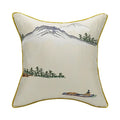 Chinoiserie landscape embroidered cream & blue lumbar pillow cover bedroom