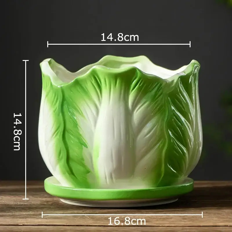 Green and white chinese cabbage ceramic vase living room decor