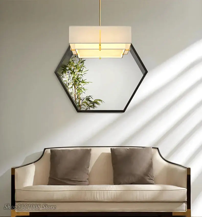 Modern minimalist cream fabric pendant lamp living room lighting