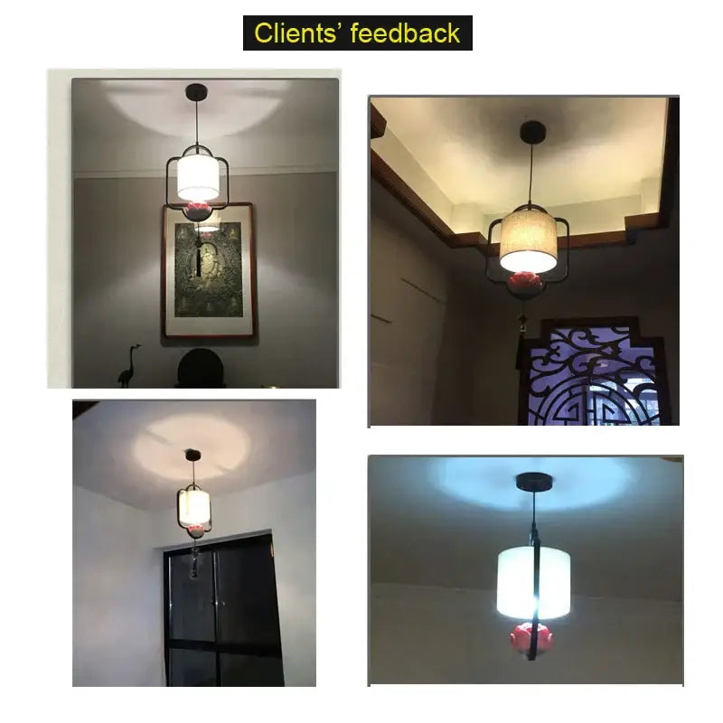 Chinese lotus cloth chandelier cream & black bedroom pendant light