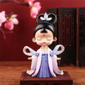 Pink and white hanfu court princess resin statue bookshelf decor