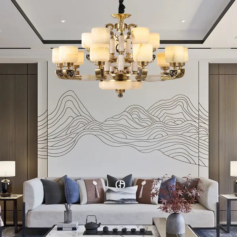 Modern gold decorbites jade chandelier living room glass cluster light