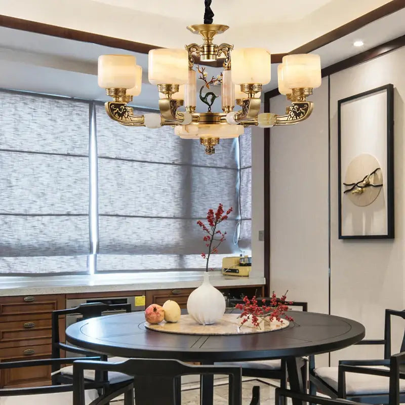 Modern gold decorbites jade chandelier living room glass cluster light