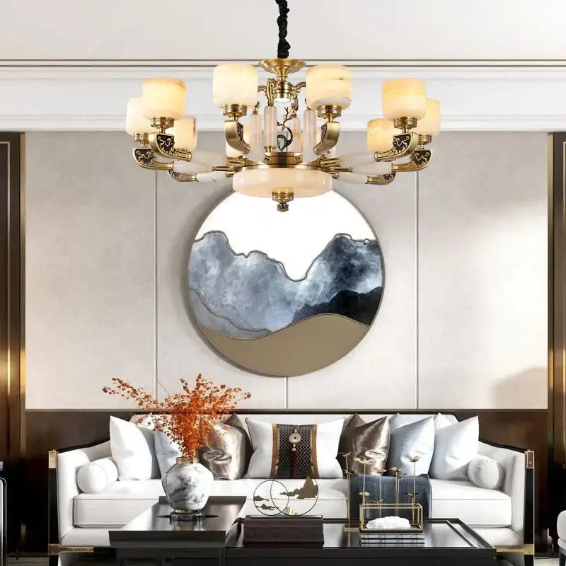 Modern gold decorbites jade chandelier living room glass cluster light