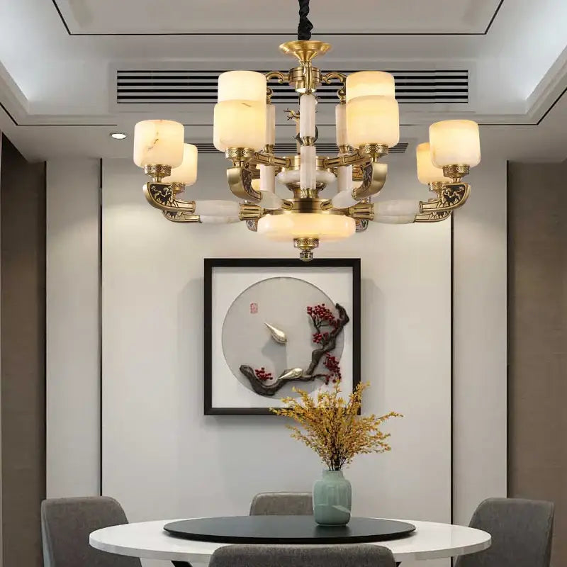 Modern gold decorbites jade chandelier living room glass cluster light