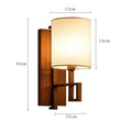 Chinese lantern cloth wall light for bedroom with dark metal sconce