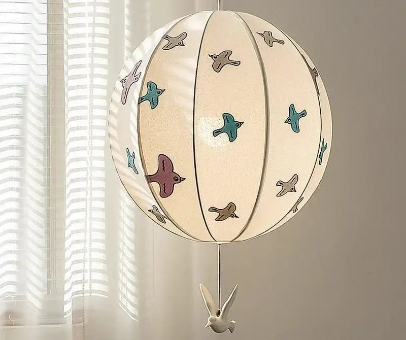 Chinese medieval dove embroidery pendant light cream bedroom lantern