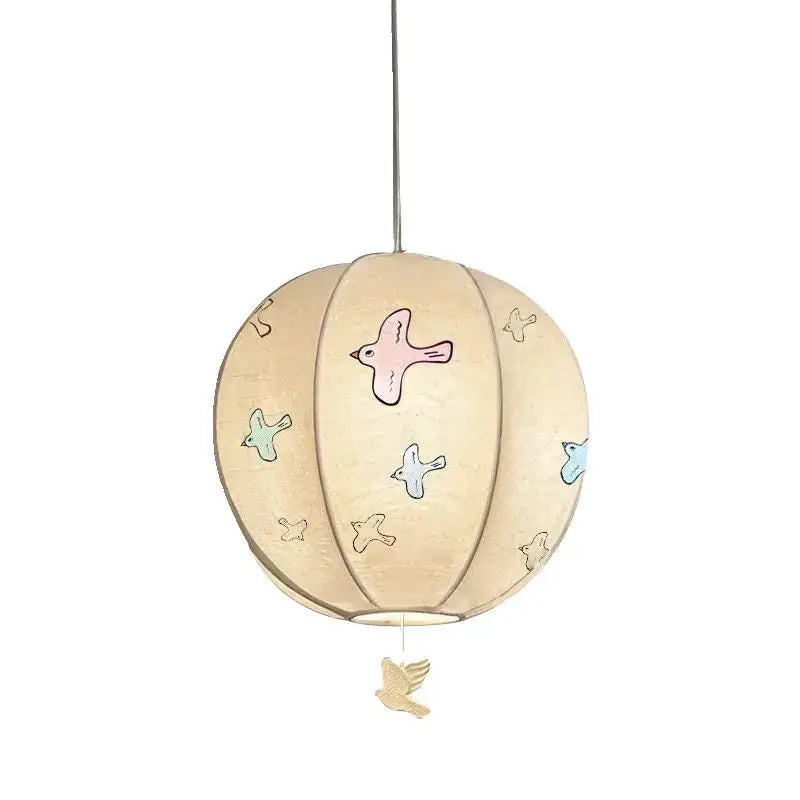 Chinese medieval dove embroidery pendant light cream bedroom lantern