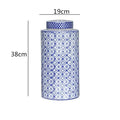 Retro ceramics golden blue & white storage jar living room decor