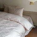 Luxury cream and white floral cotton jacquard duvet cover set bedroom