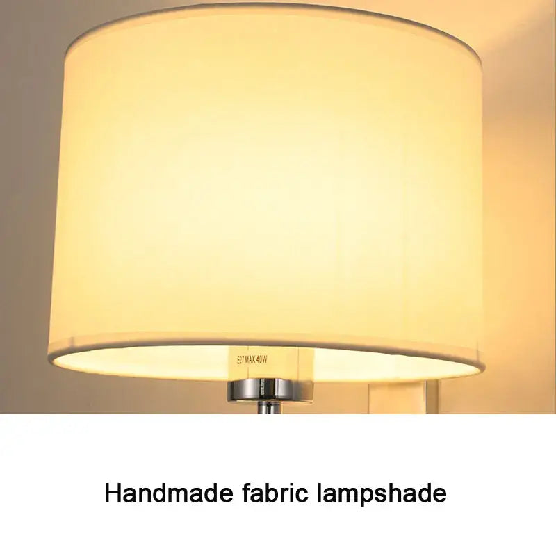 Chinese style silver & black cloth covered wall lamp for bedroom