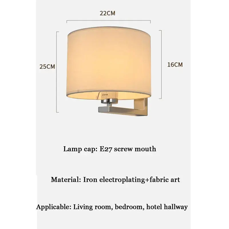 Chinese style silver & black cloth covered wall lamp for bedroom