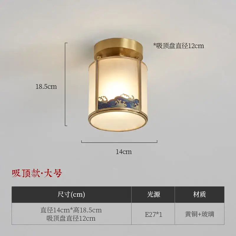 Chinese blue wave copper pendant light for bedroom