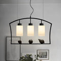 Chinese style black cylinder island light fixture for kitchen dining room