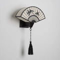 Chinese fan iron art wall lamp living room bamboo leaf sconce
