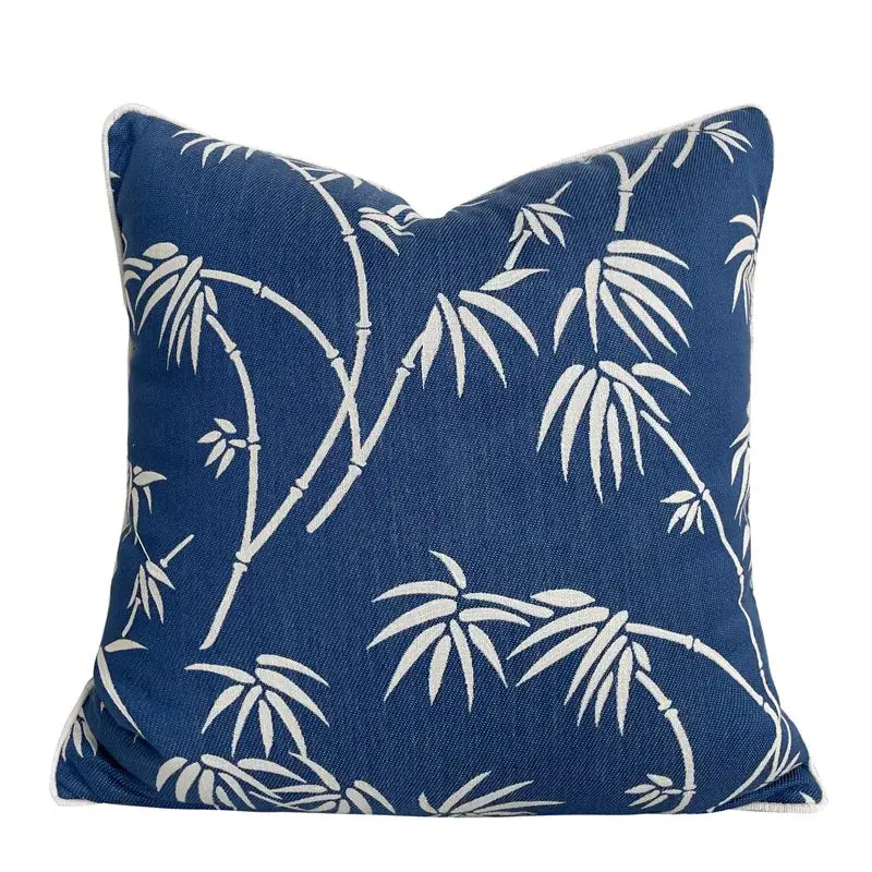 Chinoiserie blue peony floral cushion cover living room decor
