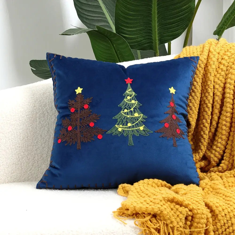 Red christmas cartoon embroidered pillow cover living room decor