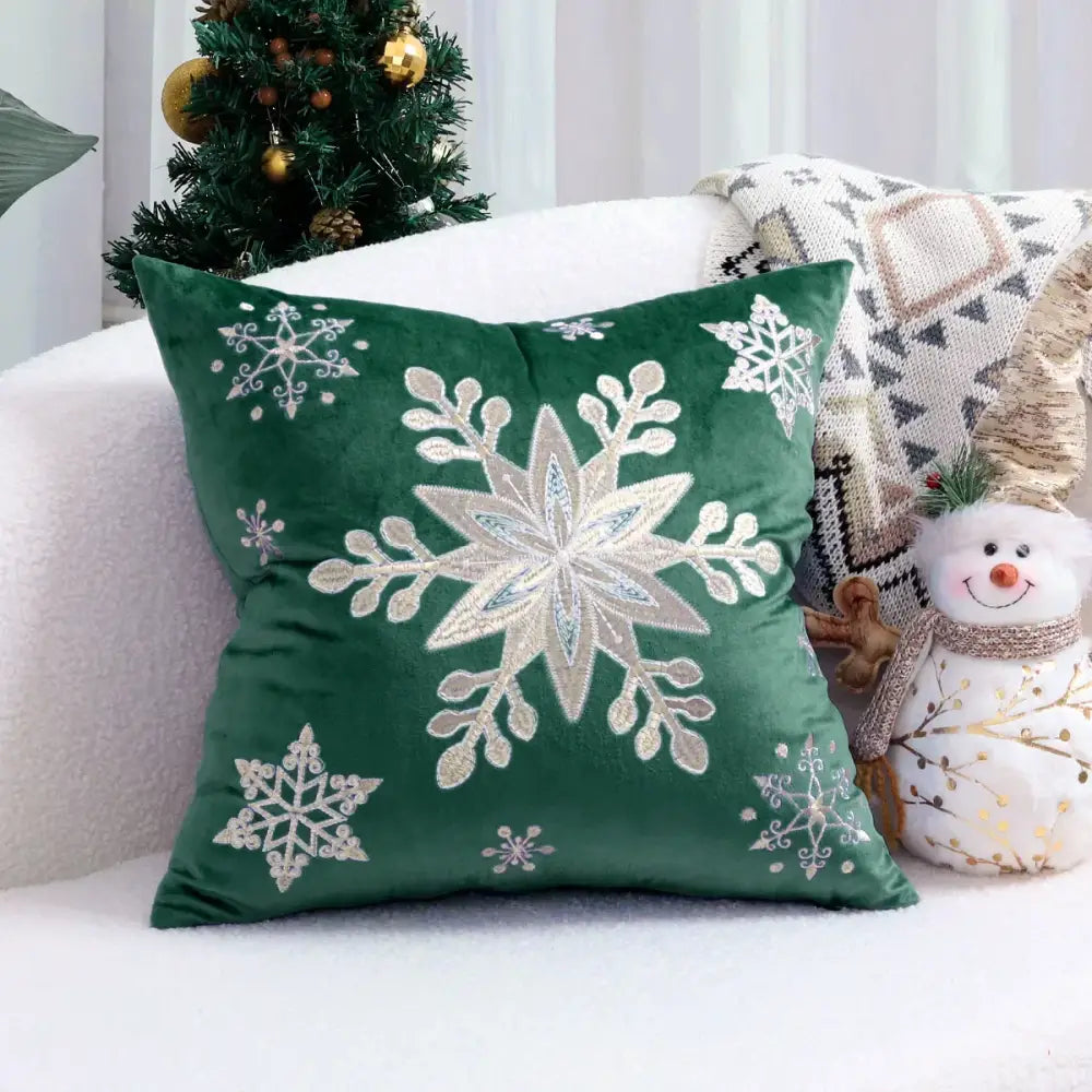 Red christmas cartoon embroidered pillow cover living room decor