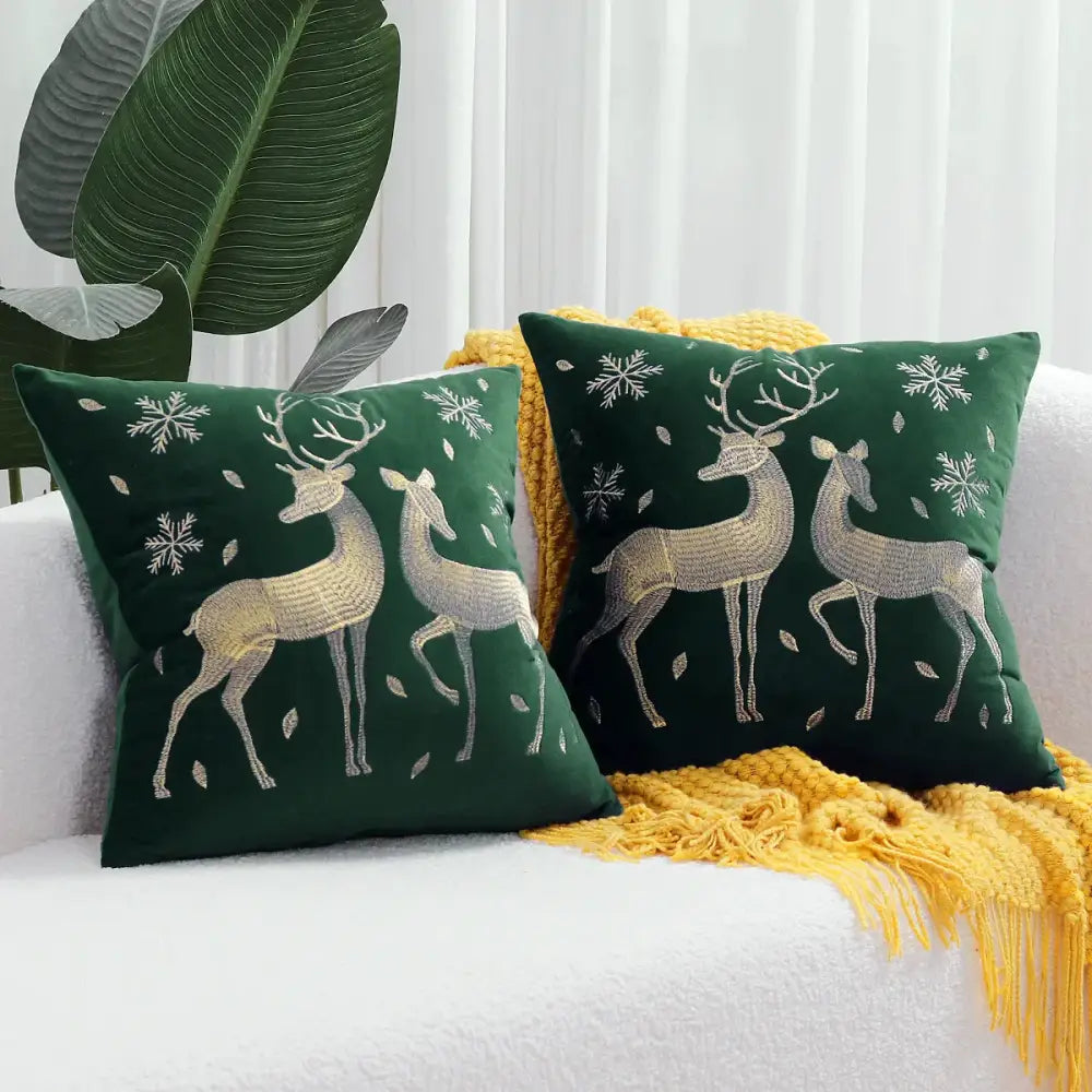 Red christmas cartoon embroidered pillow cover living room decor