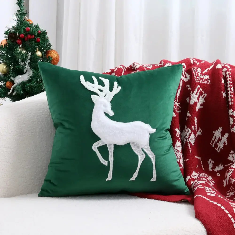 Red christmas cartoon embroidered pillow cover living room decor