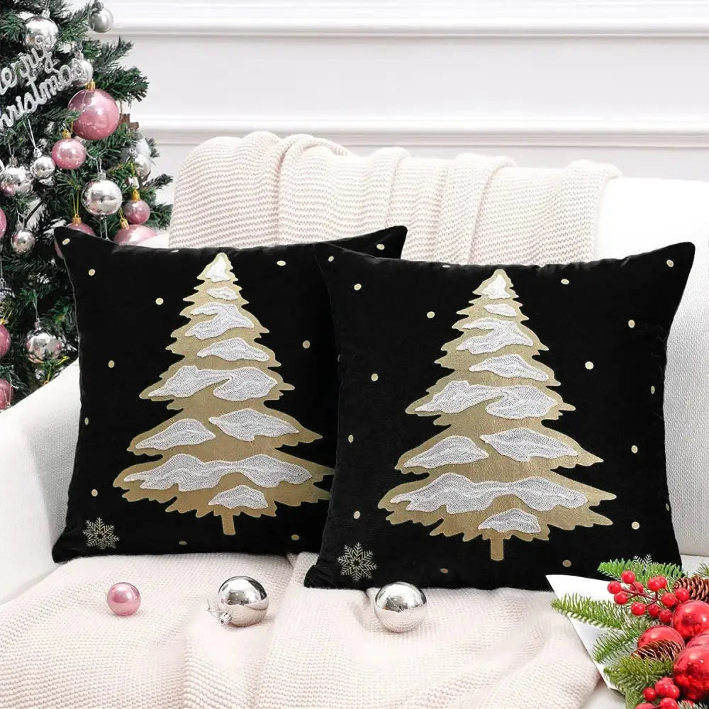 Red christmas cartoon embroidered pillow cover living room decor