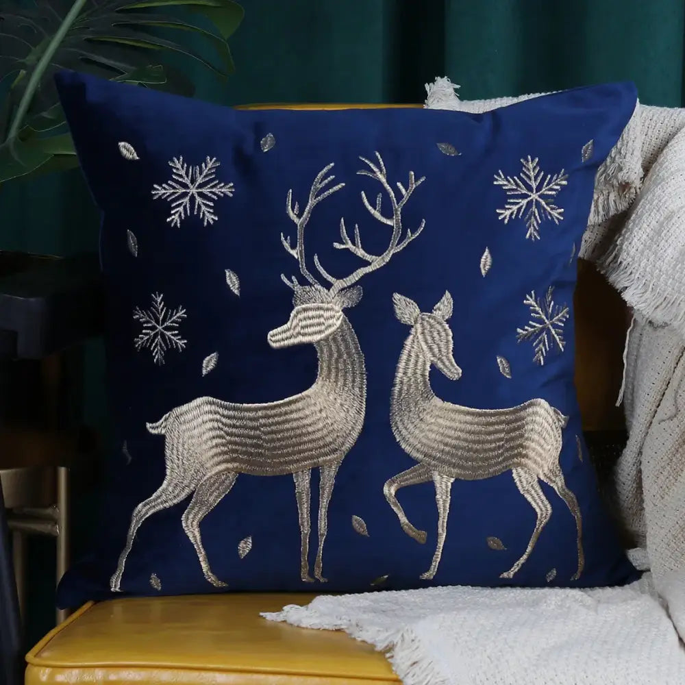 Red christmas cartoon embroidered pillow cover living room decor