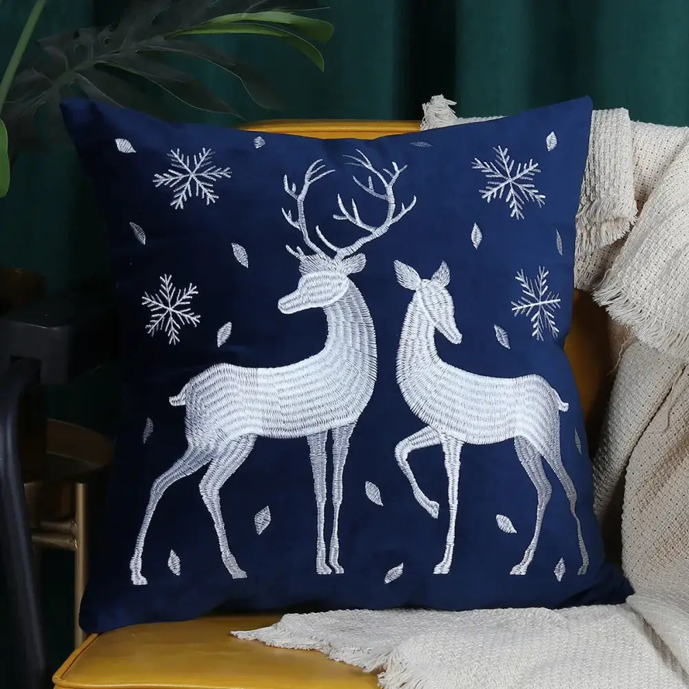 Red christmas cartoon embroidered pillow cover living room decor