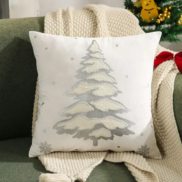 Red christmas cartoon embroidered pillow cover living room decor
