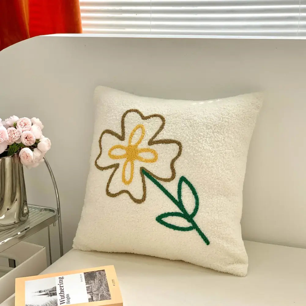 White plush christmas cartoon embroidered pillow covers living room