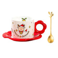 Festive white and red christmas ceramic santa tea set dining room