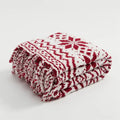 Red and white snowflake christmas chunky knit blanket bedroom throw