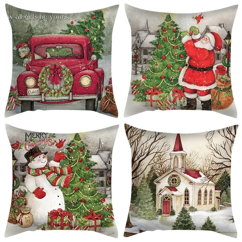 Vintage festive christmas cushion cover set living room decor