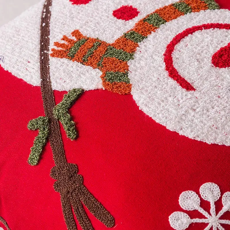 Christmas embroidered cushion cover red & white living room pillow