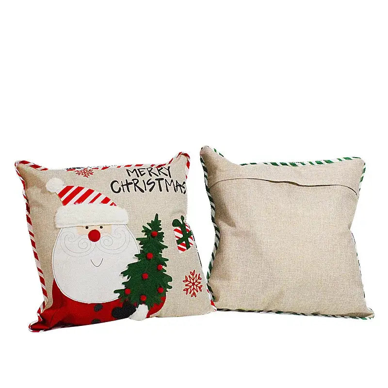 Decorbites christmas embroidered snowman & santa pillows living room
