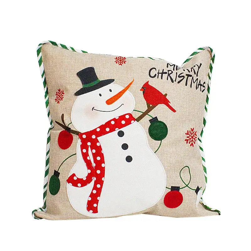 Decorbites christmas embroidered snowman & santa pillows living room