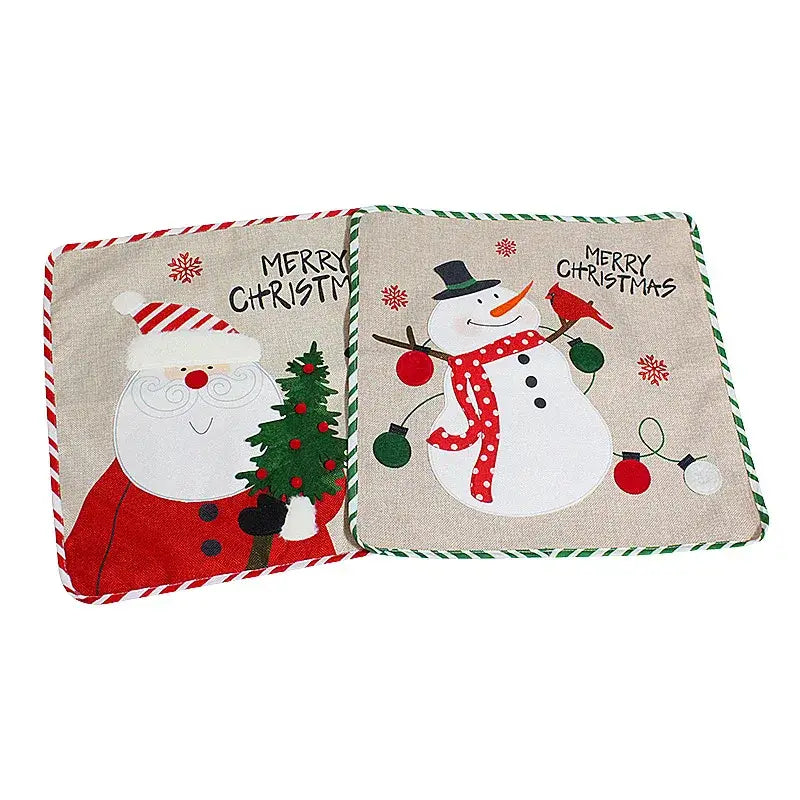 Decorbites christmas embroidered snowman & santa pillows living room