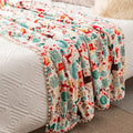 Festive reindeer & star christmas flannel blanket bedroom shawl cushion