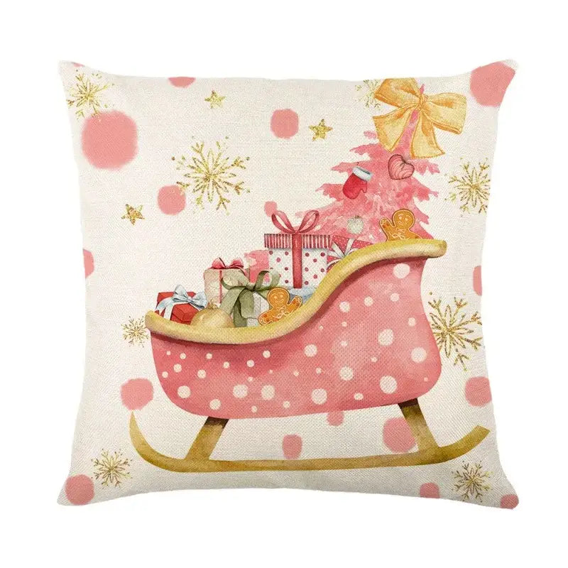 Pastel christmas letter print linen pillow cover living room decor