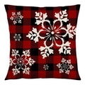 Red and black plaid christmas linen cushion cover living room decor