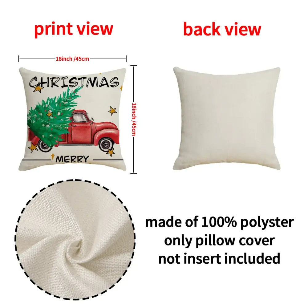 Festive christmas linen decorative pillows for living room set of 4
