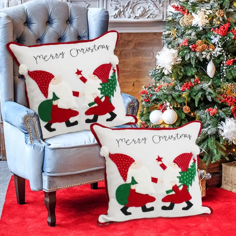 Embroidered snowflake christmas patchwork pillow covers living room