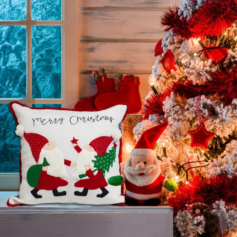 Embroidered snowflake christmas patchwork pillow covers living room