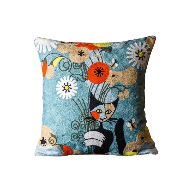 Picasso style abstract cat cushion cover living room decor