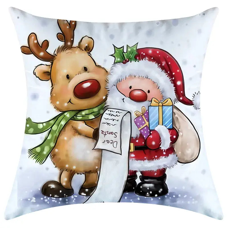 Festive character print christmas pillowcase living room decor
