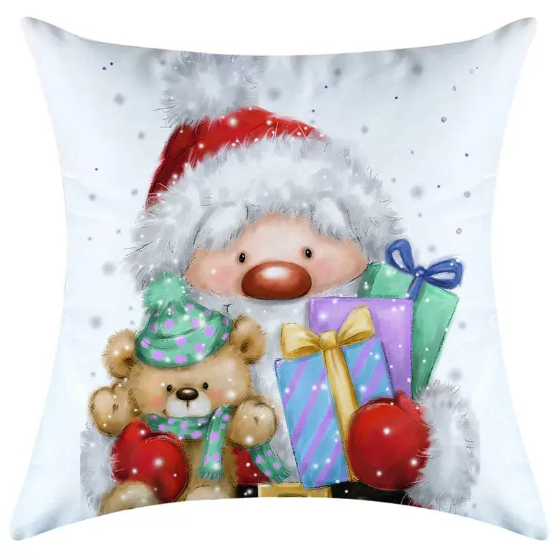Festive character print christmas pillowcase living room decor